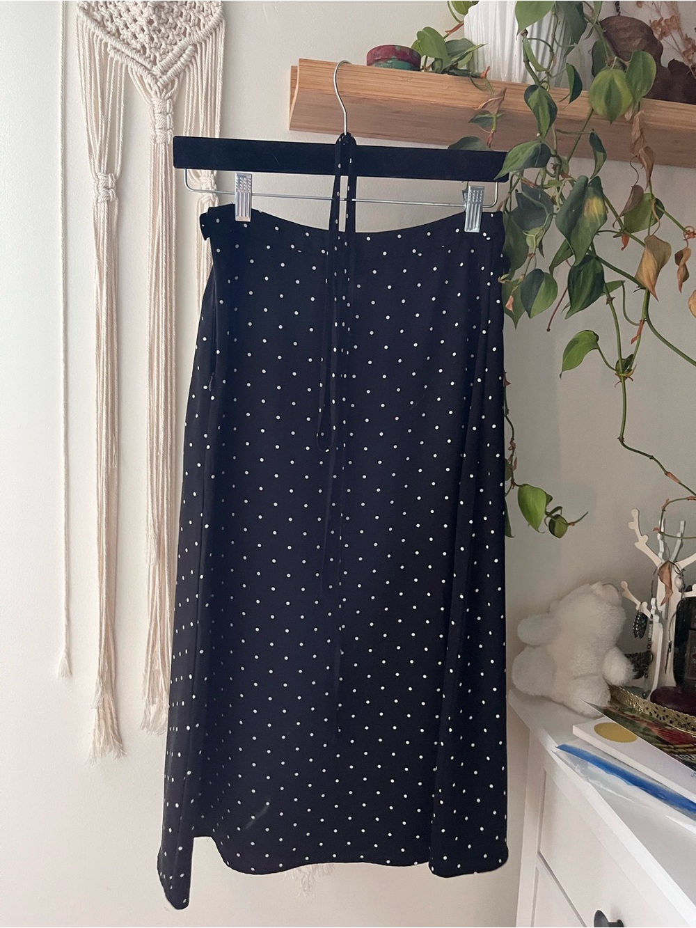 Polka Dot Midi Skirt - Black/White - Picture 5 of 9